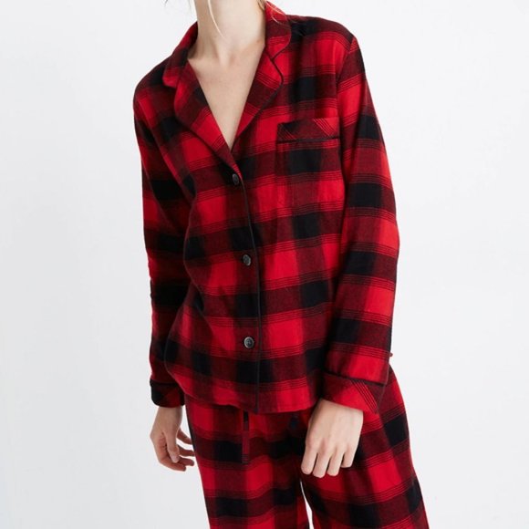 NWT Madewell Red Black Buffalo Check Pajama Set S